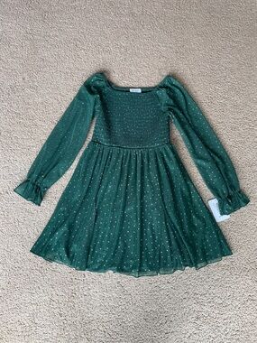 NWT Speechless Kids Emerald Green Long-Sleeve Sparkle Party Dress for Girls